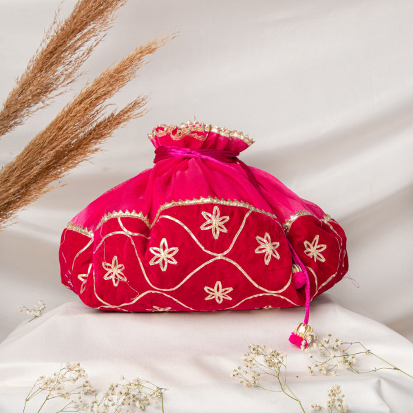 Premium Pink Ruffled Godh Bharai Cover with Gota Embroidery