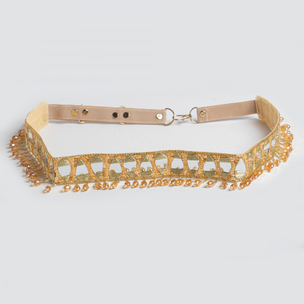 Mirror & Katdana Handcrafted Waist Belt for Women | Beaded Stretchable Designer Belt for Sarees, Lehengas & Dresses