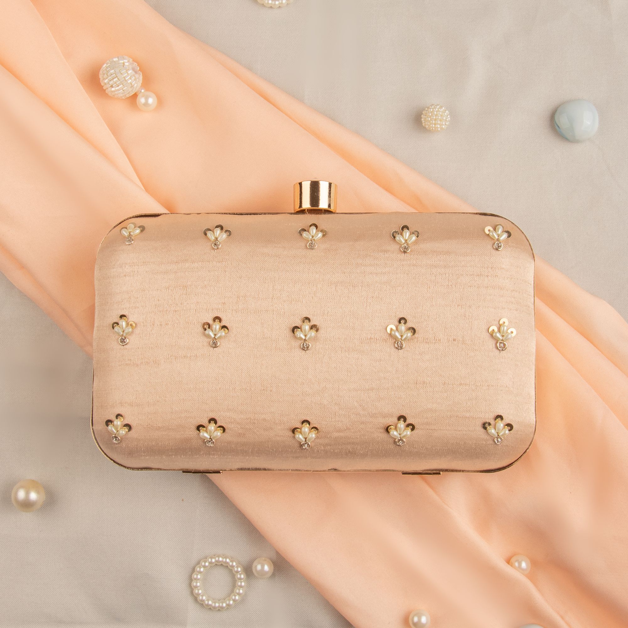 ROSE GOLD silk wedding clutch bride purse beautiful zardosi