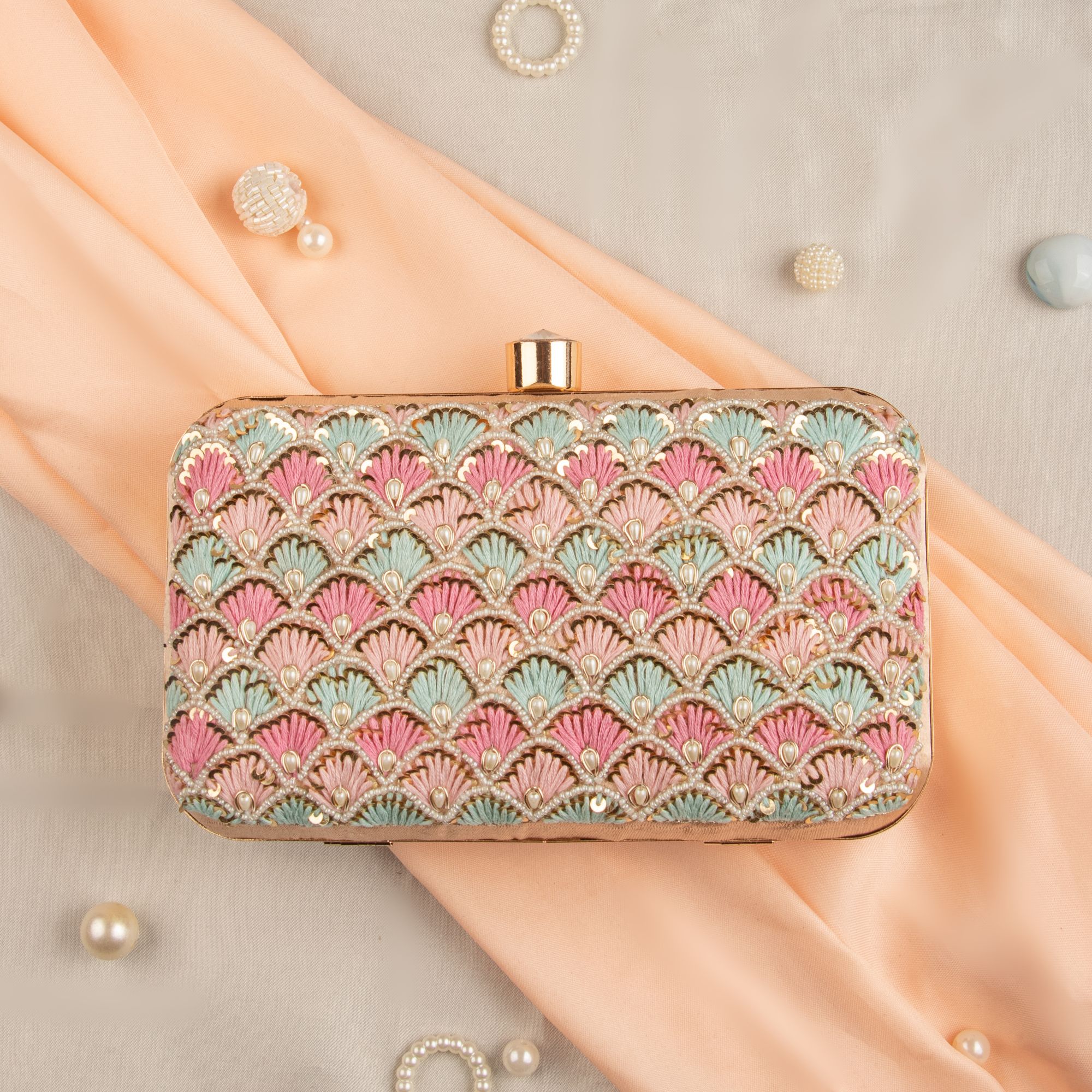 ROSE GOLD silk wedding clutch bride purse | beautiful zardosi