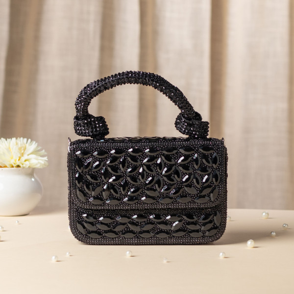 Black Crystal Clutch Bag