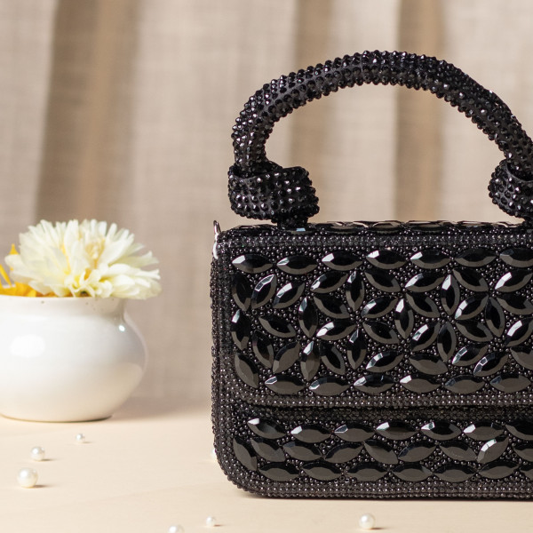 Black Crystal Clutch Bag