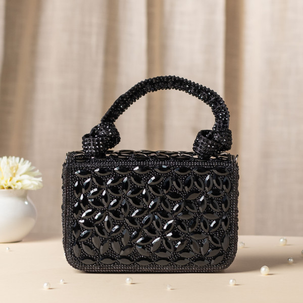 Black Crystal Clutch Bag