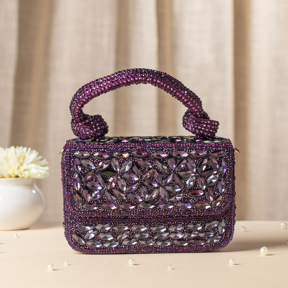 Image of Wine Crystal Clutch Bag