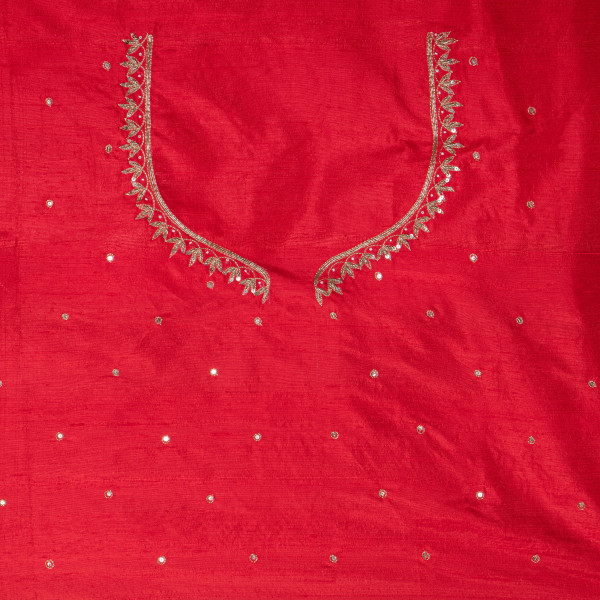Premium Dual-Tone Zardozi Embroidered Raw Silk Fabric (1 Meter)