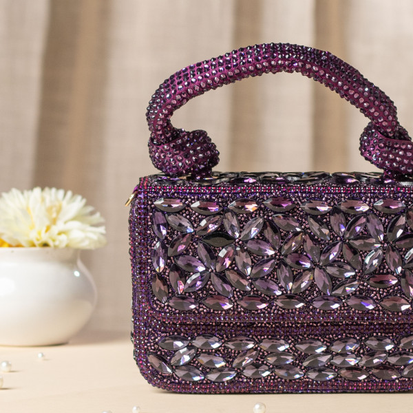 Wine Crystal Clutch Bag