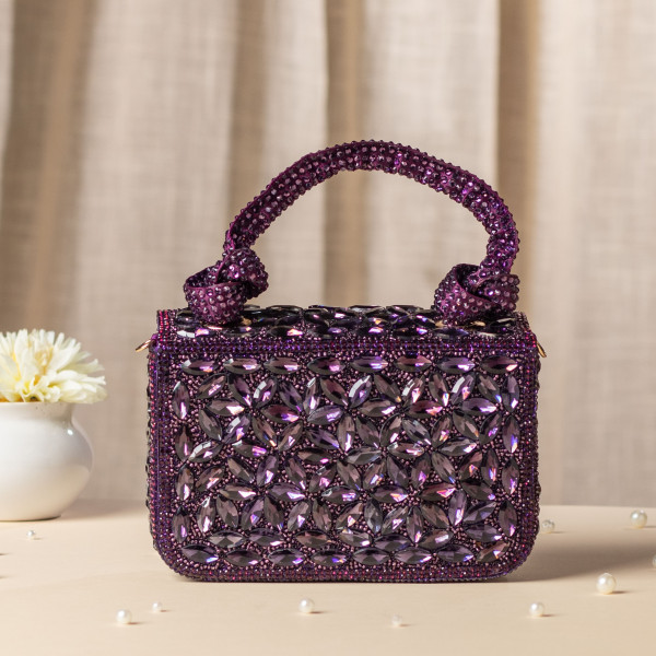 Wine Crystal Clutch Bag