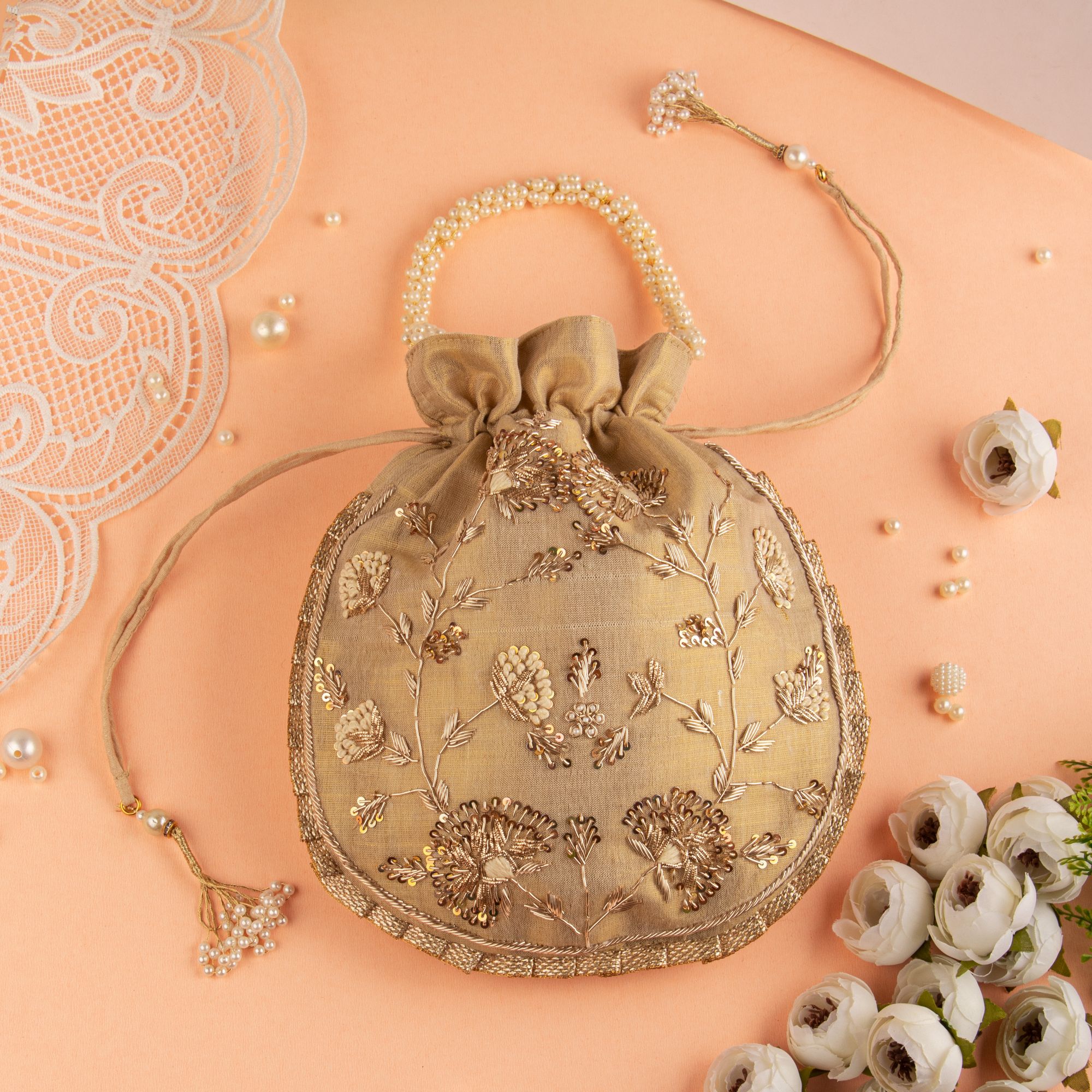 Goldin French Knote Potli Bag
