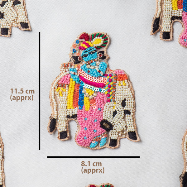 Handcrafted Multicolor Bead, Thread & Sequin Embroidered Decorative Applique Patch – Traditional Artisan Motif Featuring Vibrant Detailing | 11.5 cm × 8.1 cm