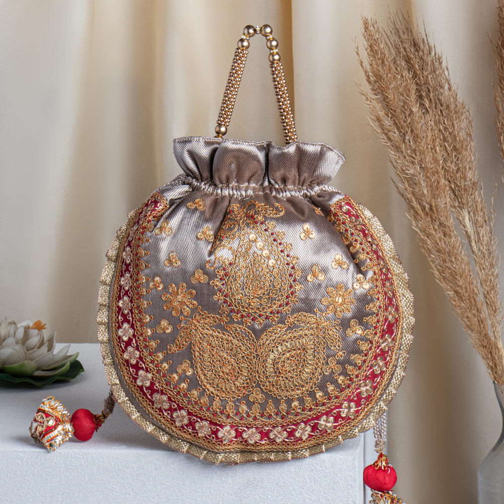 Image of Light Copper Tissue Marodi Potli Bag
