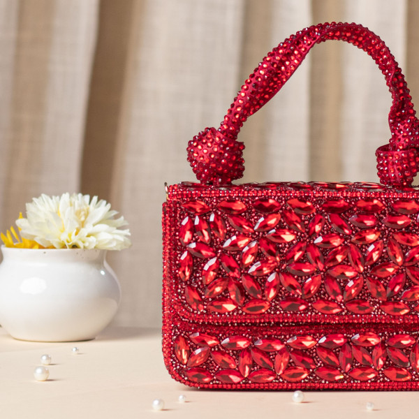 Red Crystal Clutch Bag