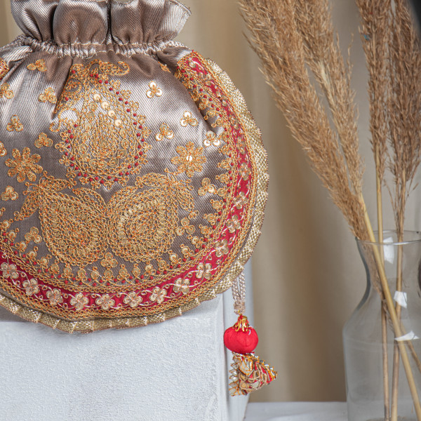 Light Copper Tissue Marodi Potli Bag