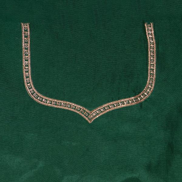Premium Russian Silk Fabric with Hand-Embroidered Zardozi Peacock Motifs (1 Meter)