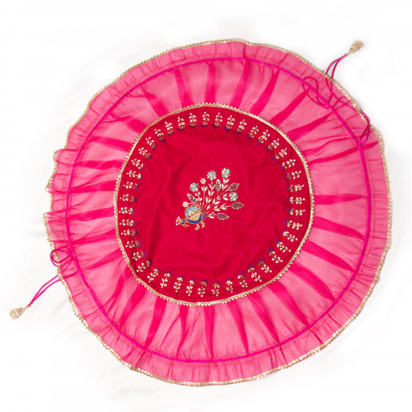 Handcrafted Peacock Thread Embroidery Godh Bharai Shagun Cover