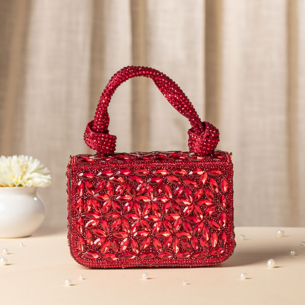 Red Crystal Clutch Bag