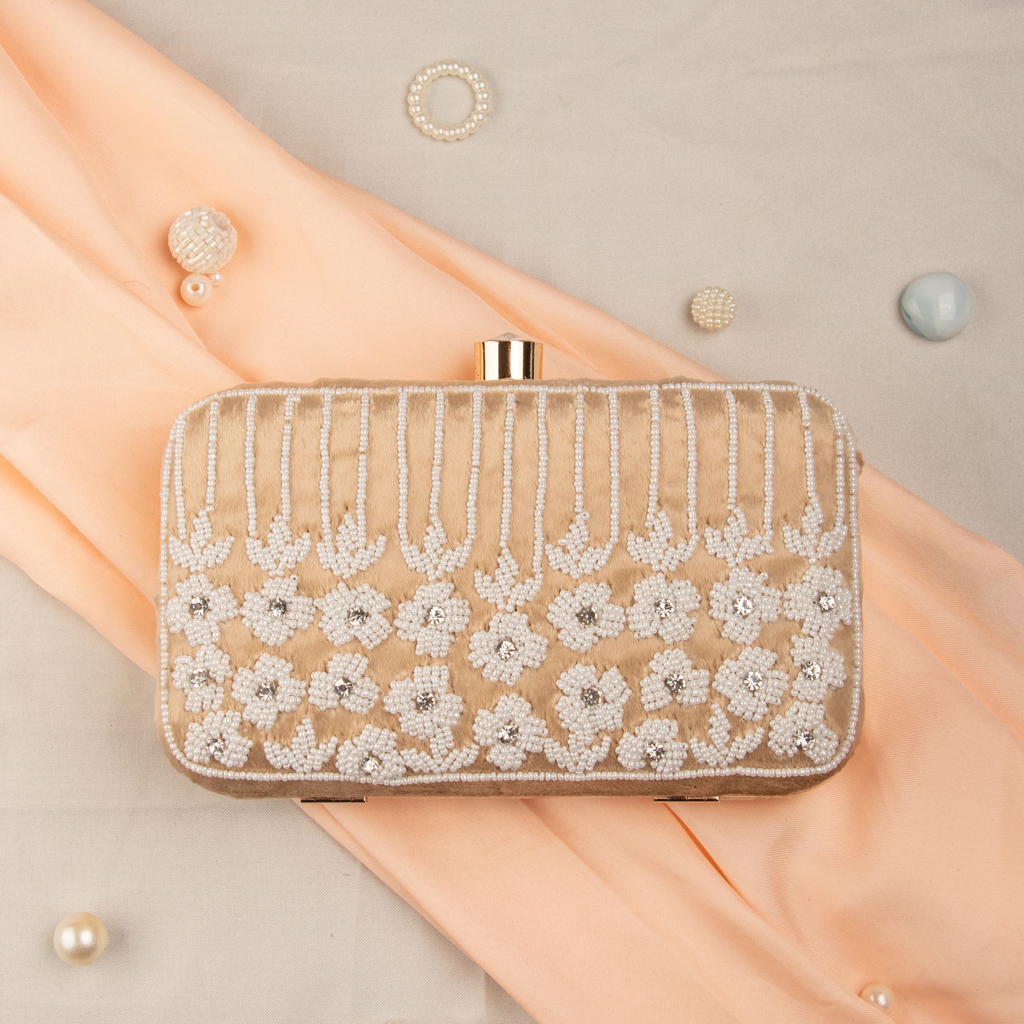 GOLD VELVET Beaded Clutch, handcrafted, handmade, designer