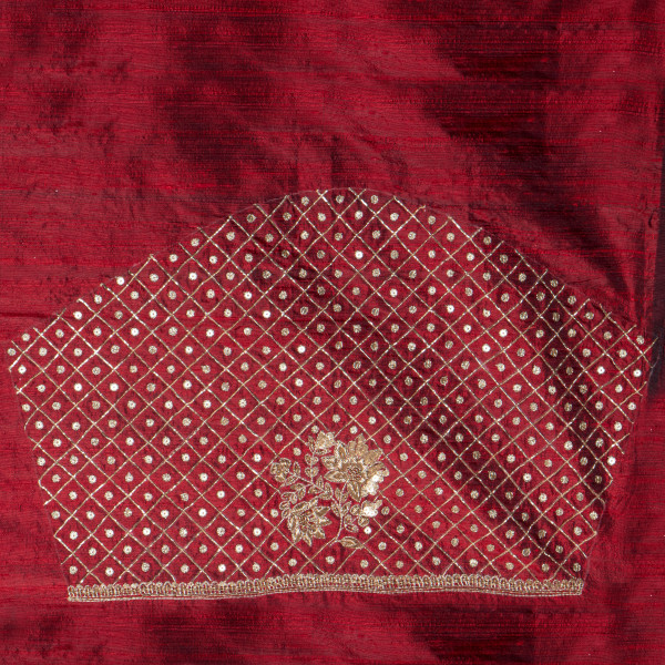 Premium Maroon Raw Silk Unstitched Blouse Piece with Heavy Zardozi Hand Embroidery (1 Meter)