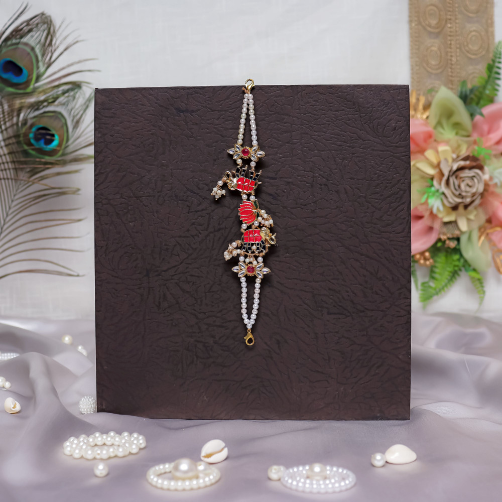 Image of Handcrafted Beautiful Jewelry Bhai Rakhi – Elegant Designer Rakhi for Brother