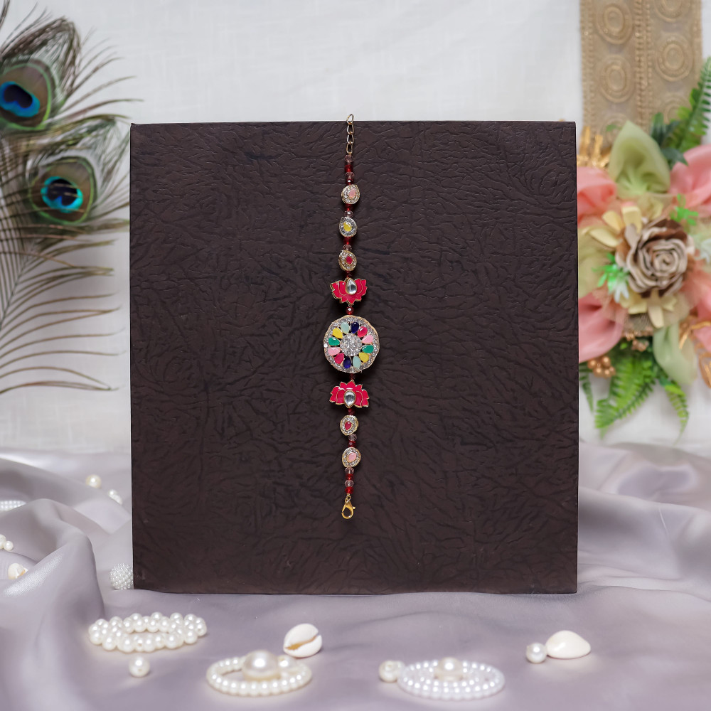 Image of Beautiful Royal Jewelled Brother Rakhi | Premium Designer Rakhi for Bhai