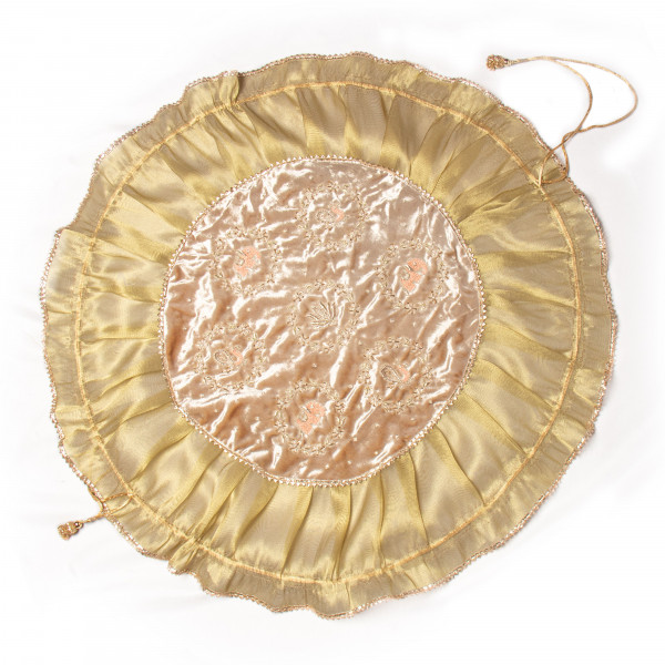 Gold Velvet Godh Bharai Cover with Zardosi Embroidery