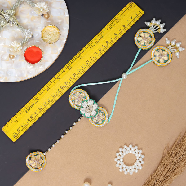 Royal Traditional Bhai & Bhabhi Rakhi Pair with Hathphool Lumba