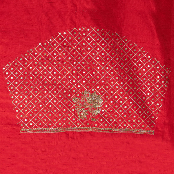 Two-Tone Raw Silk Blouse Material with Intricate Hand Zardozi Embroidery – 1 Mtr