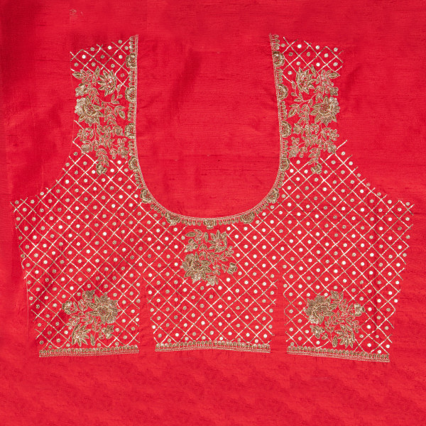 Two-Tone Raw Silk Blouse Material with Intricate Hand Zardozi Embroidery – 1 Mtr