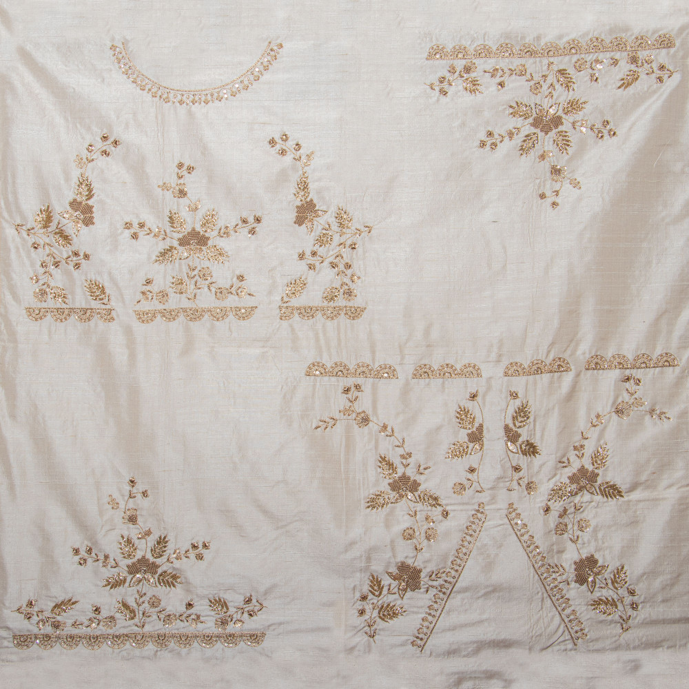 Image of Ivory Off-White Handcrafted Zardozi Blouse Material – 1m