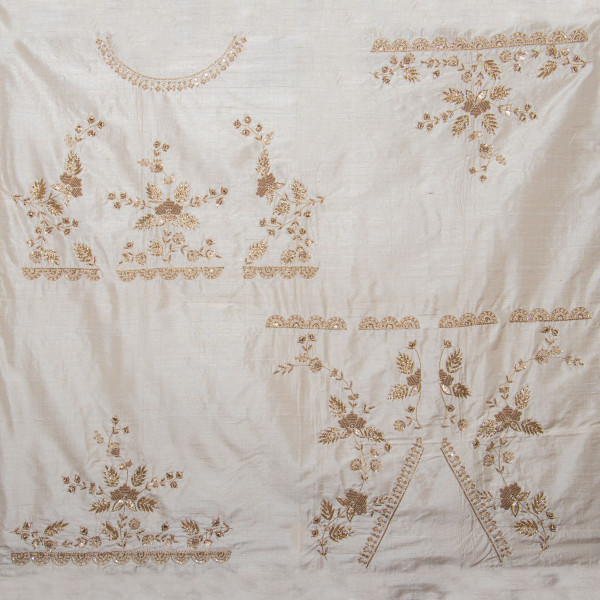 Ivory Off-White Handcrafted Zardozi Blouse Material – 1m