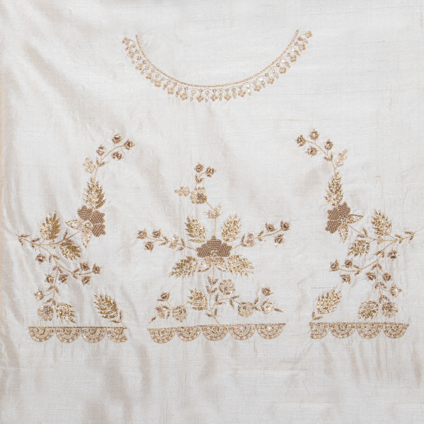 Ivory Off-White Handcrafted Zardozi Blouse Material – 1m