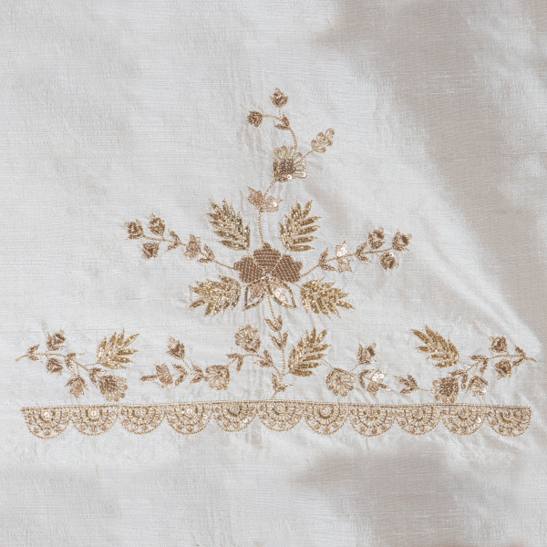 Ivory Off-White Handcrafted Zardozi Blouse Material – 1m
