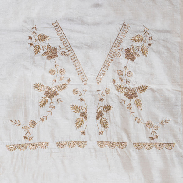 Ivory Off-White Handcrafted Zardozi Blouse Material – 1m