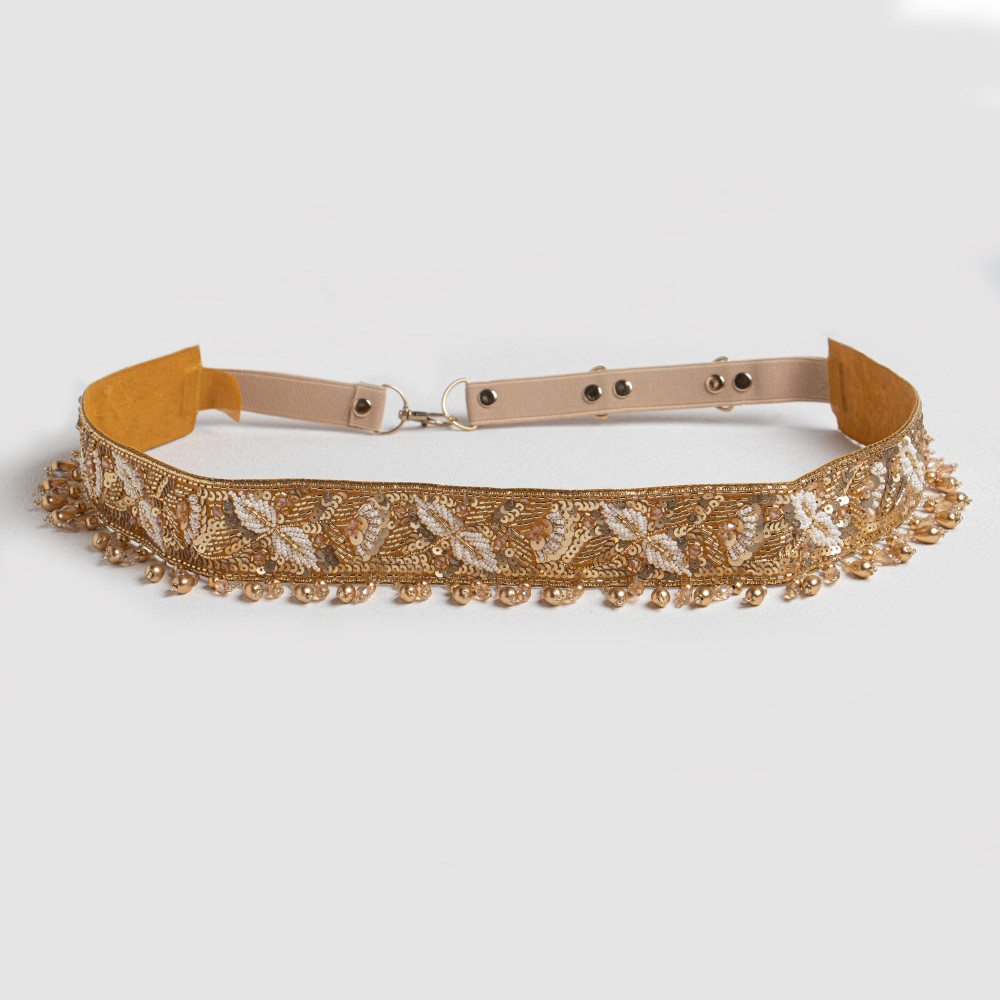 Image of Handcrafted Designer Waist Belt with Sequins &amp; Beads for Sarees, Lehengas &amp; Party Dresses