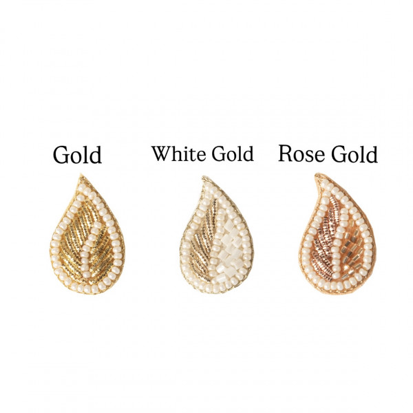 Zardozi Pearl Leaf Motif – Gold, White Gold & Rose Gold