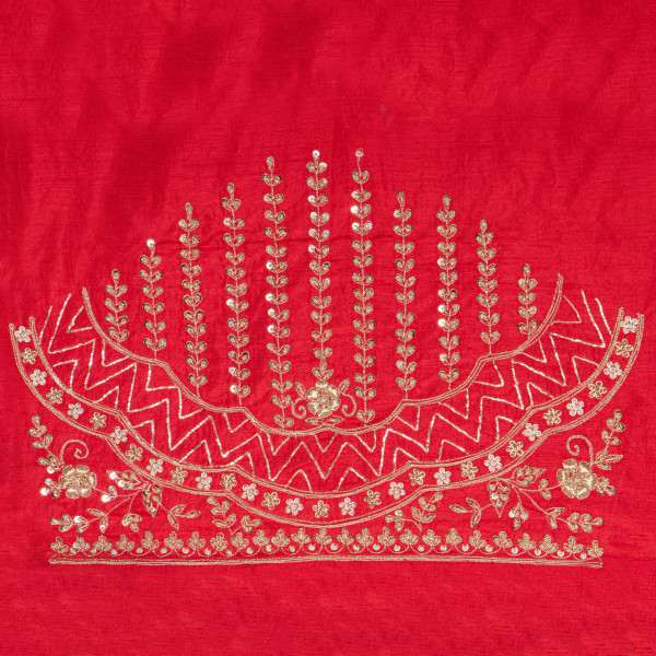 Bridal Red Handcrafted Zardozi Work Blouse Fabric (1 Meter)