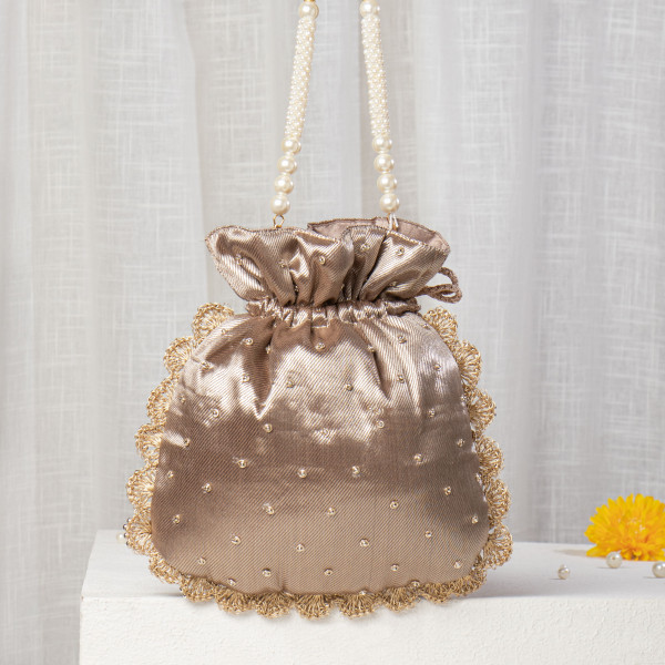 Bronze Gold Tissue Zardosi Potli