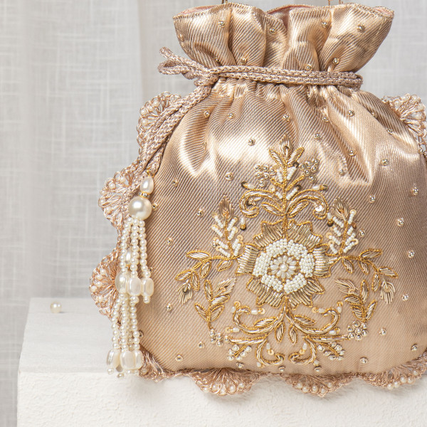 Antique Gold Tissue Zardosi Potli