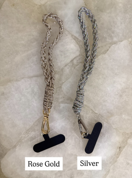 Rhinestone Braided Wrist Sling