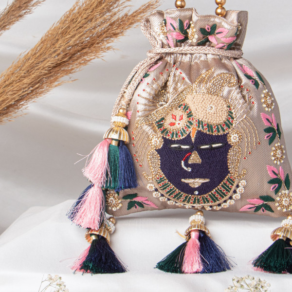 Mukharbin Shrinath Ji Embroidered Heritage Potli Bag – COPPER