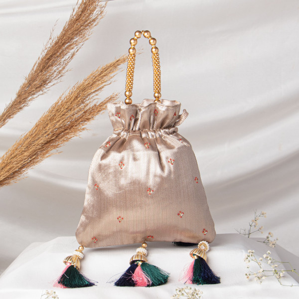 Mukharbin Shrinath Ji Embroidered Heritage Potli Bag – COPPER
