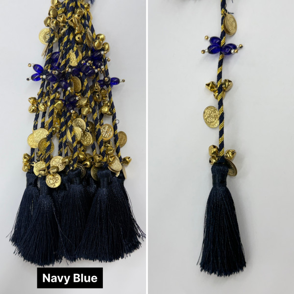 Festive Decorative Tassels with Coins, Ghungroos & Pearls – 14 Colours | Pack of 12