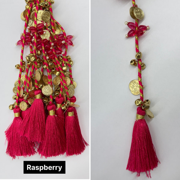 Festive Decorative Tassels with Coins, Ghungroos & Pearls – 14 Colours | Pack of 12