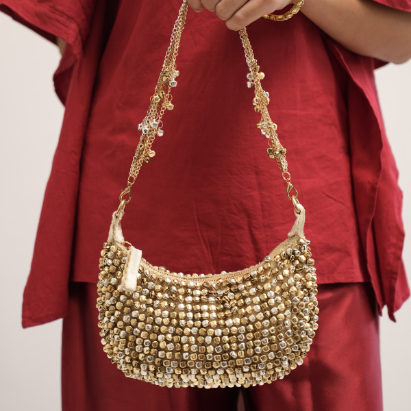 Dramatic Ghungroo Clutch Bag with Chain Handle