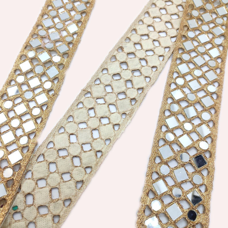 mirror work laces for dress Beautiful mirror & beads work lace , Cutwork laces for heavy dupattas and dresses , Available in 9 mtr roll , Price