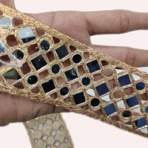 mirror work laces for dress Lace Border with Daimond Mirror Work jari Embroidery Work,dori lace,la Satyam Kraft