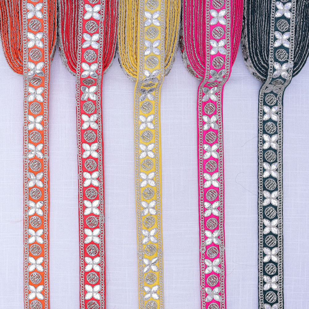 Image of Elegant Gota Embroidery Fabric Trim | DIY Saree &amp; Craft Lace 9mtr