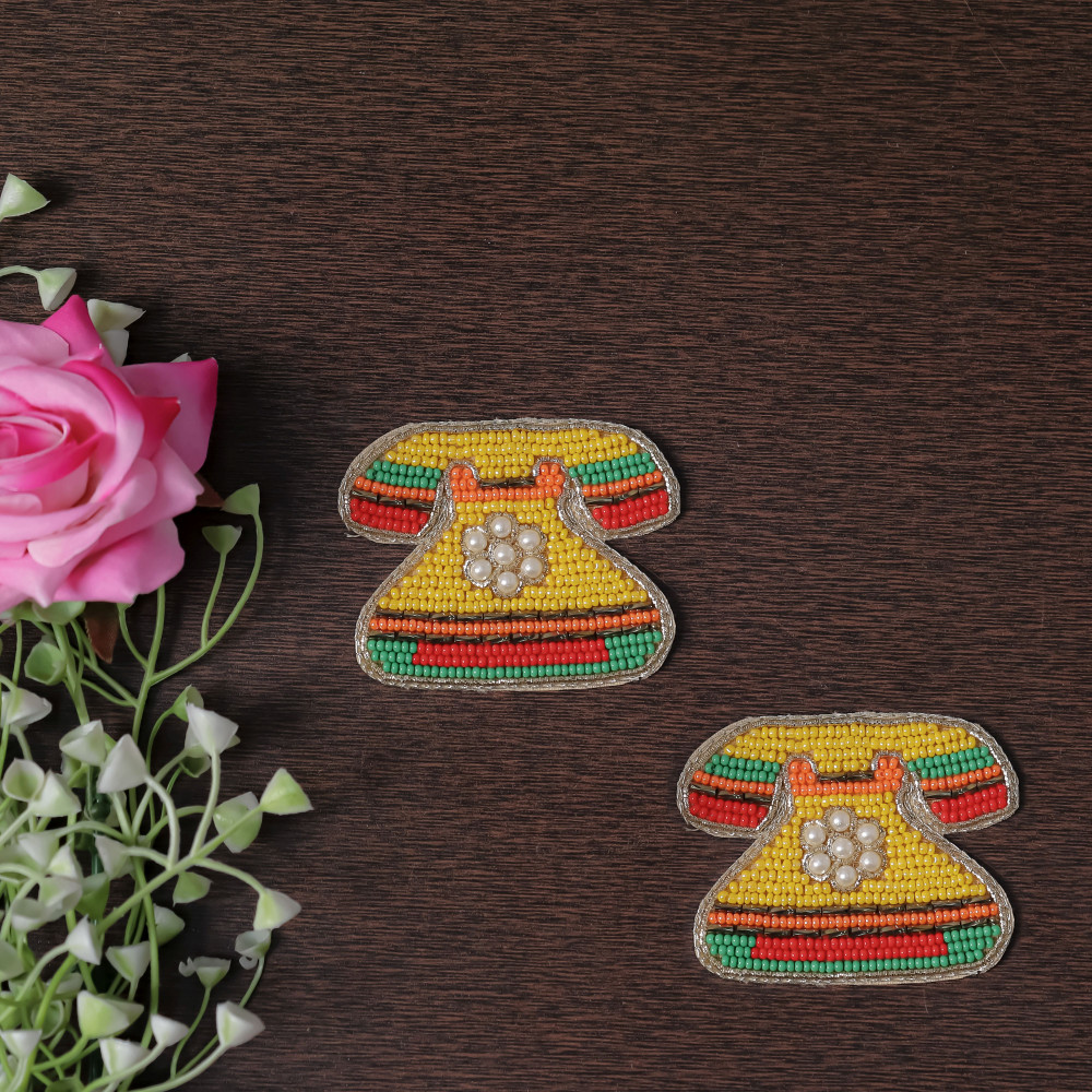 Image of Pair of Retro Chic Beaded Telephone Applique Patch