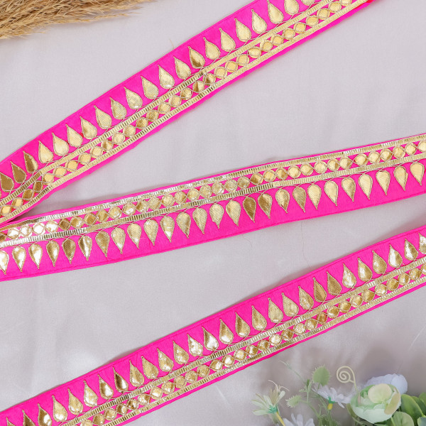 Tilak Gold Gota Work Lace Ribbon – Hand Embroidered Ethnic Trim for Sarees & Crafts