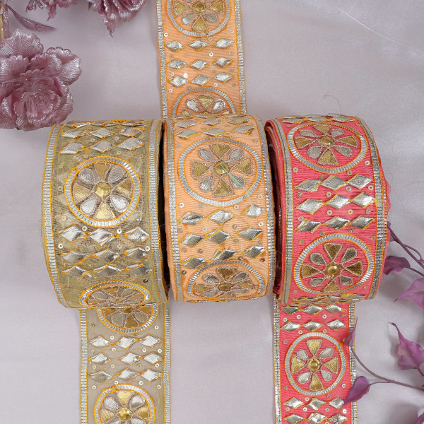 Handmade Gota Patti Lace Trim for Saree, Lehengas, and Crafts