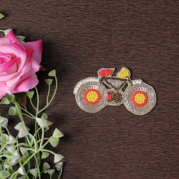 Pair Of Sparkly Sequin & Beaded Cycle Patch – Handmade DIY Craft Applique
